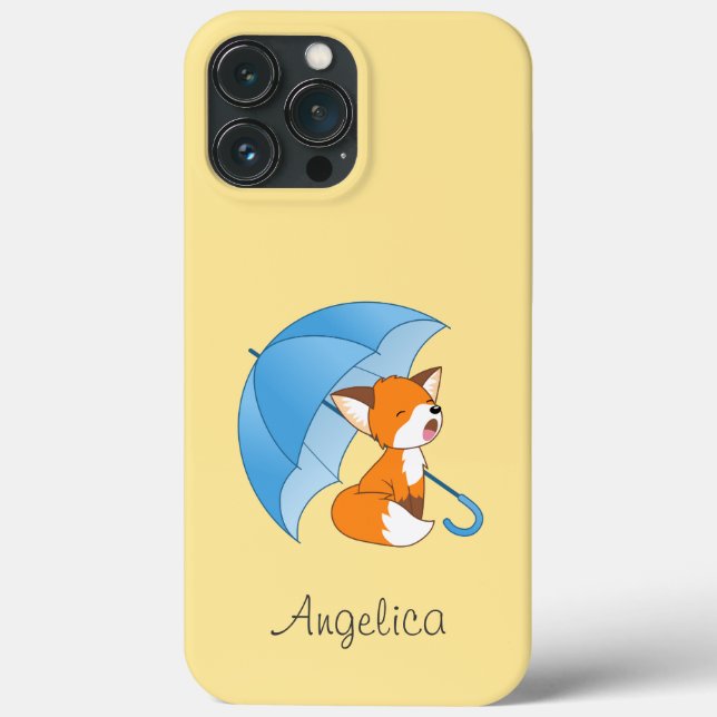 Cute Sömnig Little Fox under Parbrella (Baksida)
