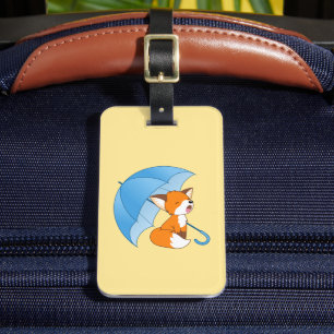 Cute Sömnig Little Fox under Parbrella Bagagebricka