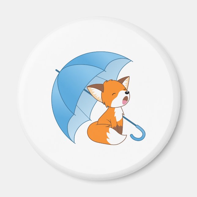 Cute Sömnig Little Fox under Parbrella Magnet (Framsidan)