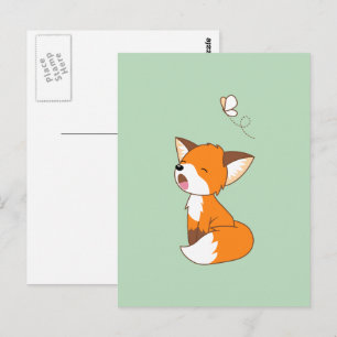 Cute Sömnig Little Fox Vykort