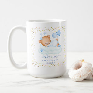 Cute Sömnig Nalle Balloons Boy Shower Kaffemugg