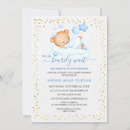 Cute Sömnig Nalle Barly Wait Boy Shower Inbjudningar