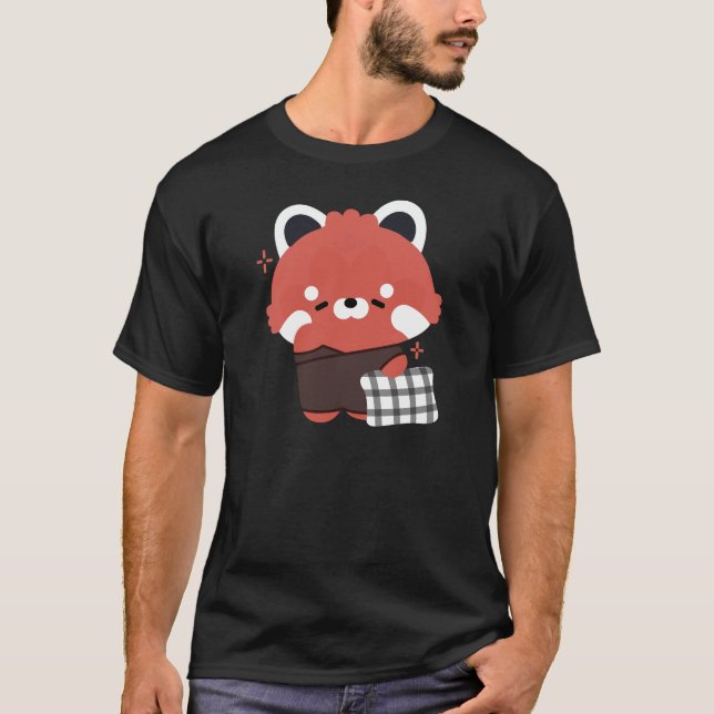 Cute Sömnig Red Panda T Shirt (Framsida)