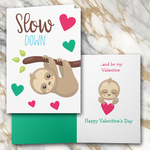 Cute Sömnig Sloth Kids Valentine Card Helgkort