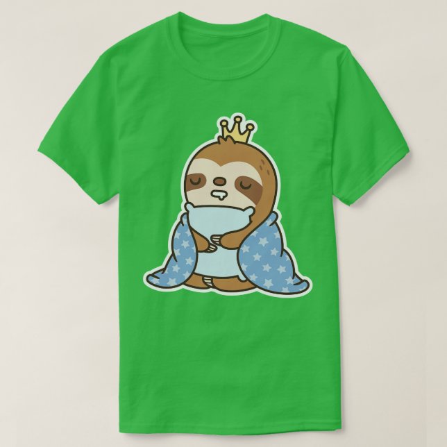 Cute Sömnig Sloth Kung of Naps Funny T Shirt (Design framsida)