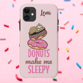 Cute Sömnig Sloth Resten på Rosa Sprinkle Donuts