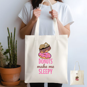 Cute Sömnig Sloth Resten på Rosa Sprinkle Donuts Tygkasse