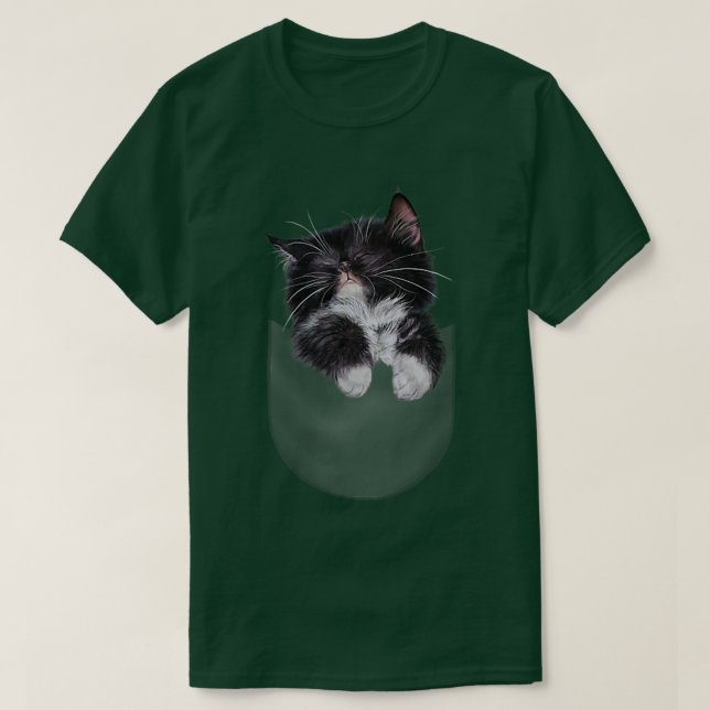 Cute Sömnig Tabby Kitten i Pocket, Katt T Shirt (Design framsida)