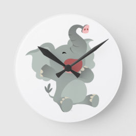 Cute Sömnig Tecknad Elephant Wall Clock Rund Klocka