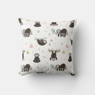 Cute Sömnig Time Sloth Mönster Dekorativ kudde