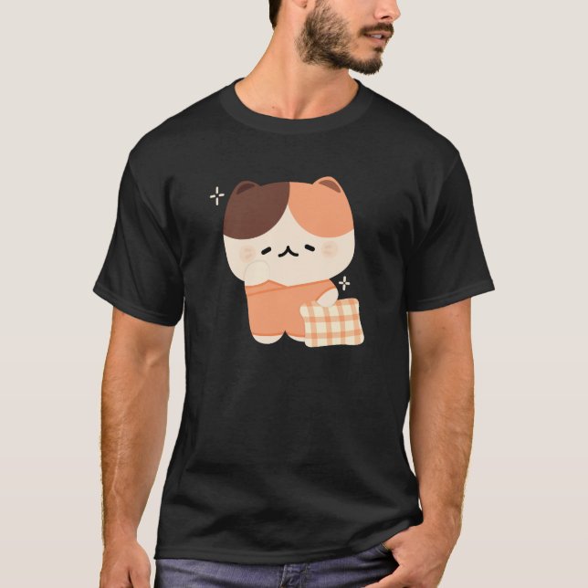 Cute Sömnig Tortie Cat T Shirt (Framsida)