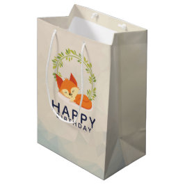 Cute Sömpande Orange Fox med Grönt Löv Utandning