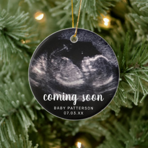 Cute Sonogram Photo Gravid - Visa jul Julgransprydnad Keramik