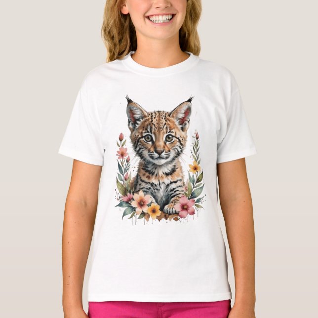 Cute Söt bobcat unge T Shirt (Framsida)