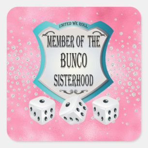 Cute Söt Bunco Player Dice Bunco Party Fyrkantigt Klistermärke