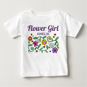 Cute Söt Flower Art Personlig Flower Girl T Shirt