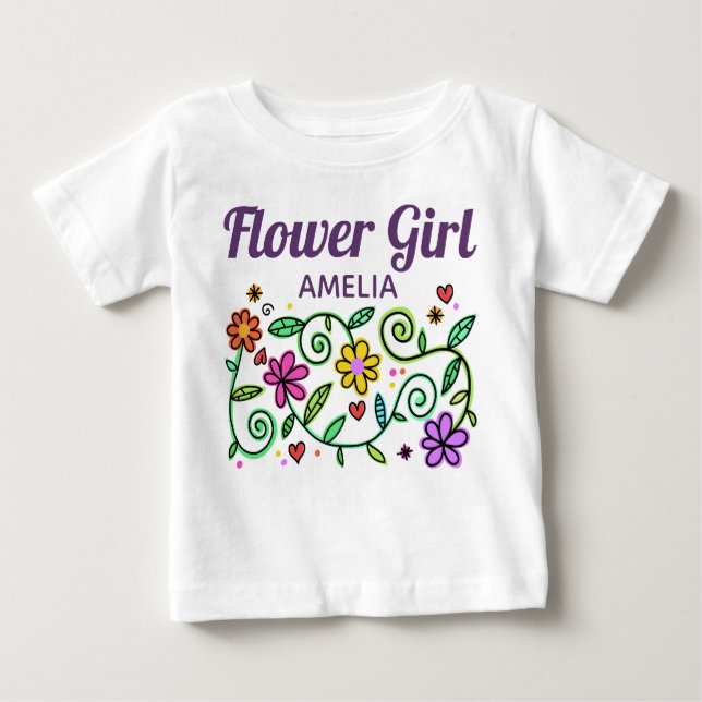 Cute Söt Flower Art Personlig Flower Girl T Shirt (Framsida)