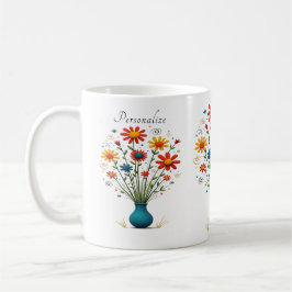 Cute Söt Flower Blommigt Assortet Bouquet Vas Kaffemugg