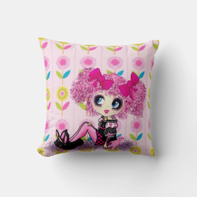 Cute Söt GirlyKawaii PinkyP av LeahG Kudde (Framsida)