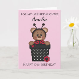 Cute Söt Granddotter Ladybug Girl Birthday Kort