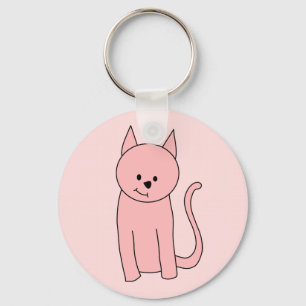 Cute Söt Rosa Cat Nyckelring