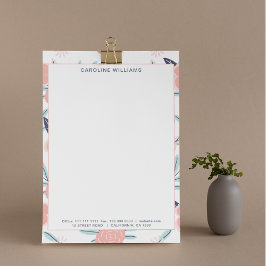 Cute Söt Rosa Flowers Typography Namn Brevhuvud