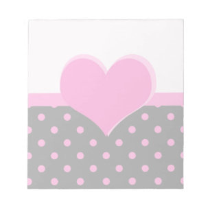 Cute, söt rosa hjärtform, rosa polka dots anteckningsblock