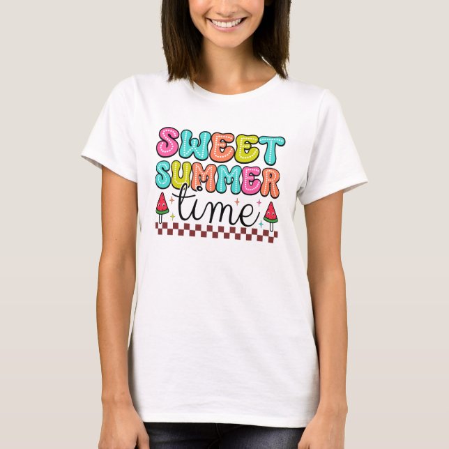 Cute Söt sommartid, ord art T Shirt (Framsida)