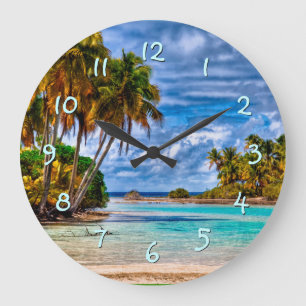 Cute Söt Summer Hawaiian Beach Watercolor Stor Klocka