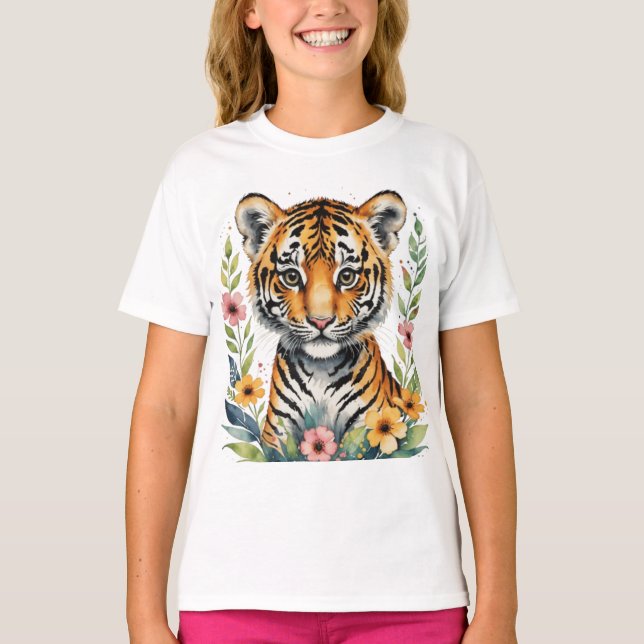 Cute Söt tiger unge T Shirt (Framsida)