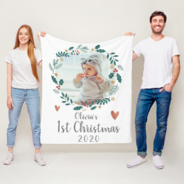 Cute Söt Wandan Baby Första julfoto Fleecefilt