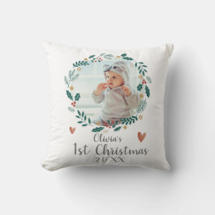 Cute Söt Wandan Baby Första julfoto Kudde
