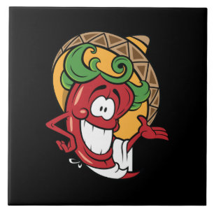Cute Southwest chili pepper decor Kakelplatta