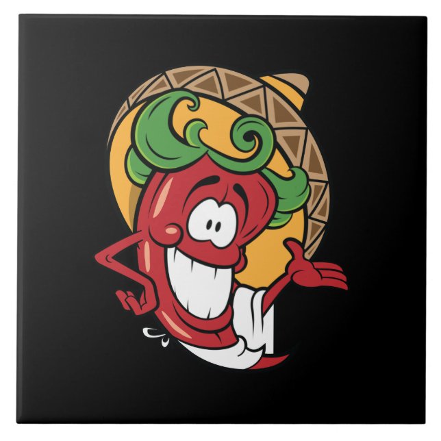 Cute Southwest chili pepper decor Kakelplatta (Framsidan)
