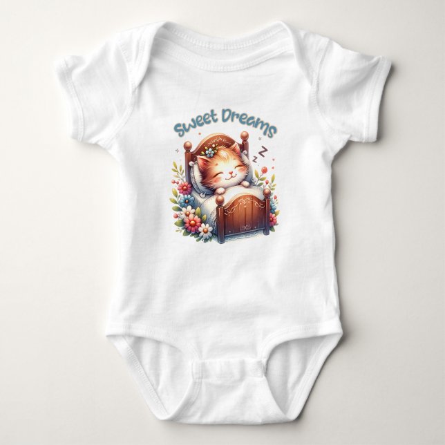 Cute sov Kitten Sweet drömmer Nursery art T Shirt (Framsida)