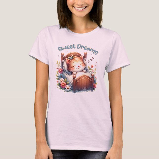 Cute sov Kitten Sweet drömmer Nursery decor T Shirt (Framsida)