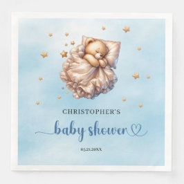 Cute sov nalle blue och guld boy pappersservett