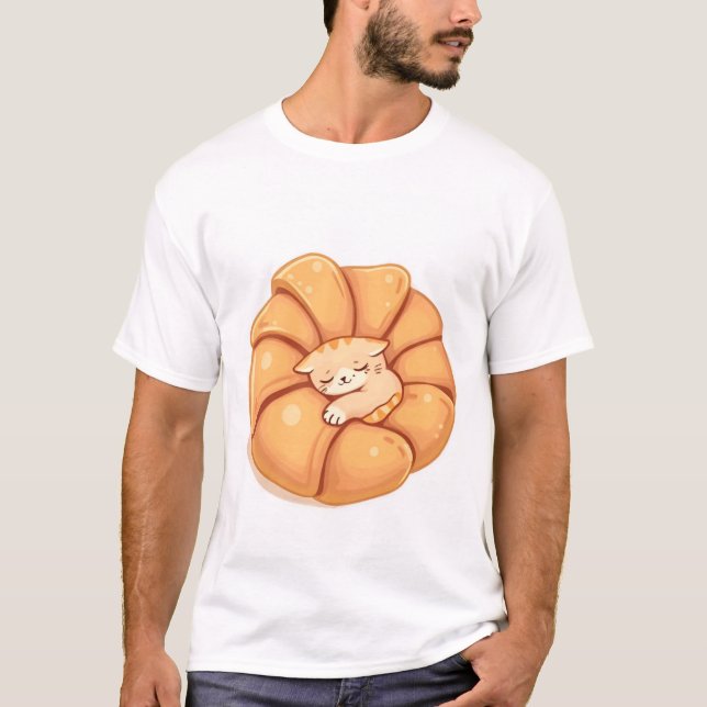 Cute-sovande katt, böjd T-Shirt (Framsida)