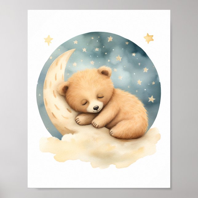 Cute-sovbjörn, näsduk, vattenfärgskonst, poster (Framsidan)