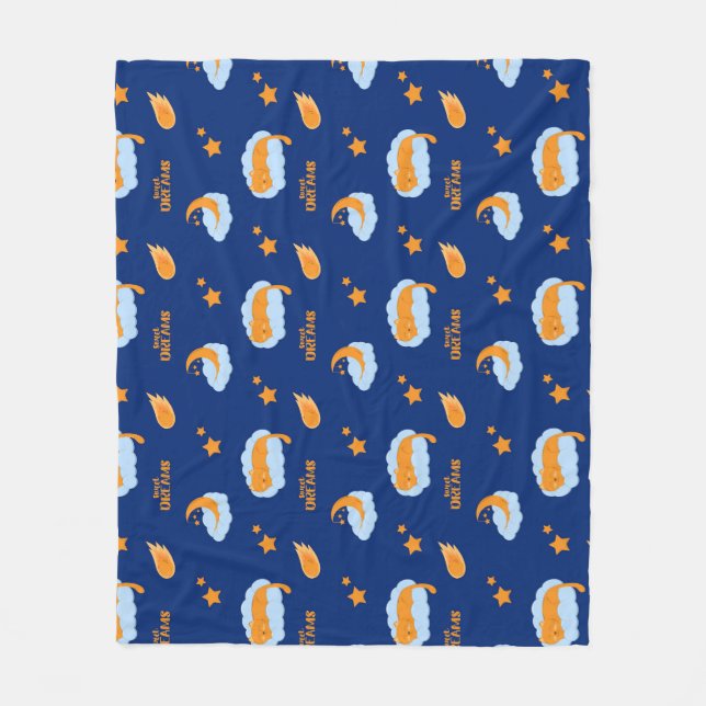 Cute sover katt på ett moln, söta drömmar fleecefilt (Framsidan)