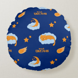 Cute sover katt på ett moln, söta drömmar rund kudde