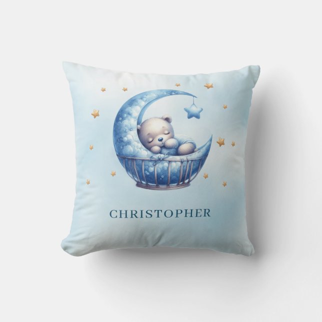 Cute sover nalle i baby crib kudde (Framsida)