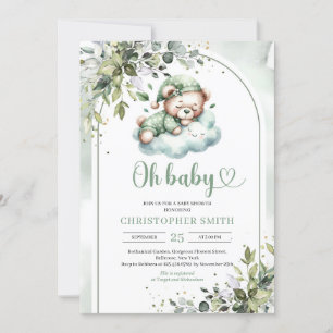 Cute sover nalle könsneutral boho arch inbjudningar