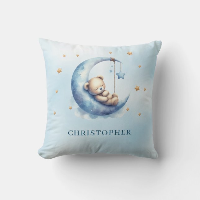 Cute sover nalle över måne kudde (Framsida)