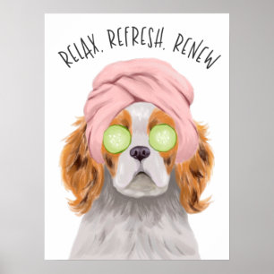 Cute Spa Hund Slappna av Uppdatera förnyelse Poster