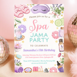 Cute Spa Pajama Party Birthday Inbjudningar