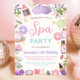 Cute Spa Pamper Party Girl Birthday Inbjudningar