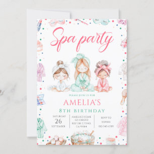 Cute Spa Party Girls Birthday Inbjudningar