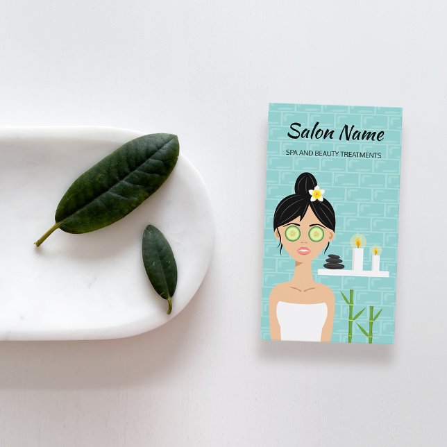 Cute Spa Woman Illustration - Spa och ballast Visitkort (Skapare uppladdad)