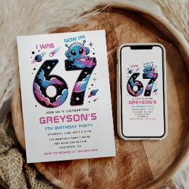 Cute Space 7th Birthday | Six & Seven Year Old Inbjudningar